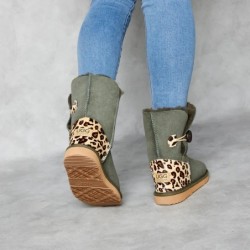 UGG Women's Burleigh Button Mid Baby Leopard Khaki